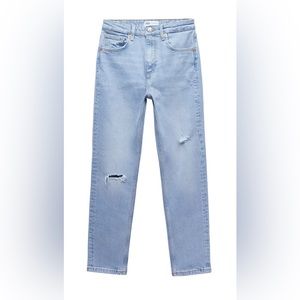 Zara Blue Ripped Cropped Jeans